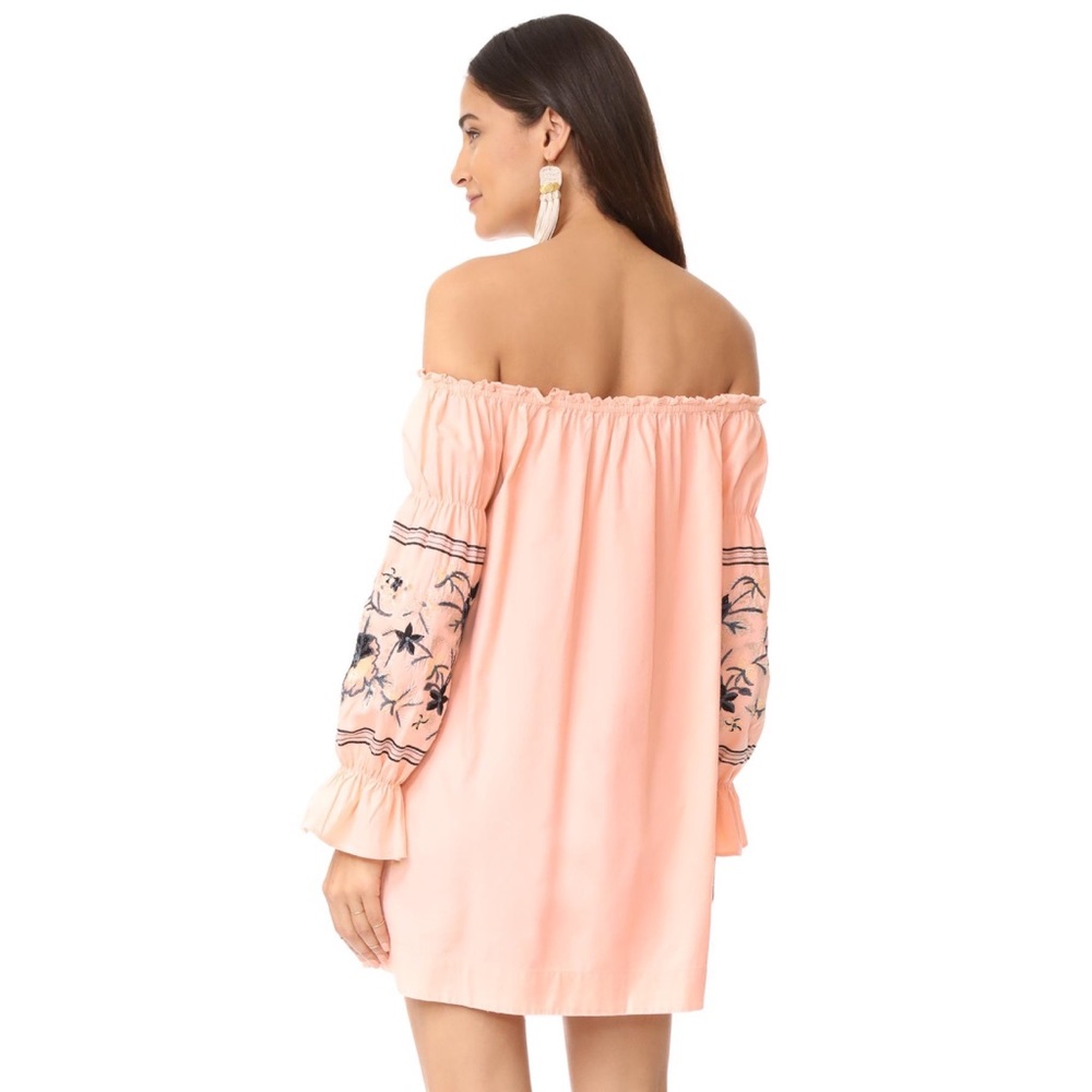 Free People Fleur Du Jour Off the Shoulder Embroidered Pink Dress Size M - Picture 2 of 7